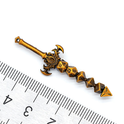 Metal Dice Sword Keychain