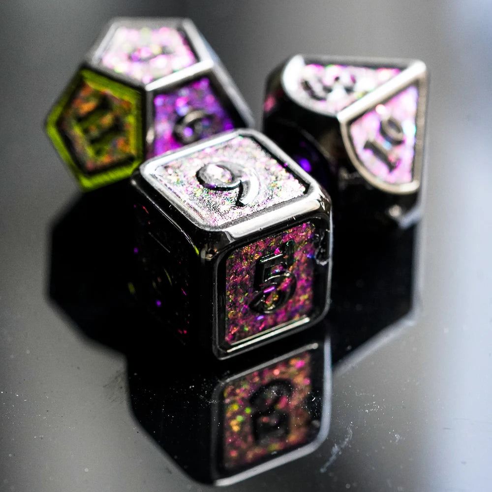 Framed Glitter Metallic Dice Set