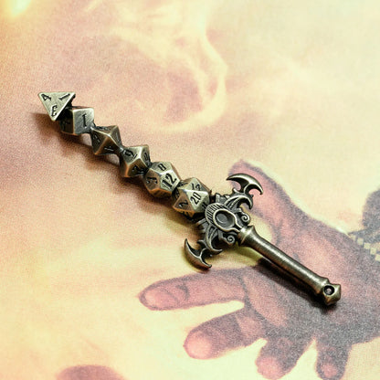 Metal Dice Sword Keychain