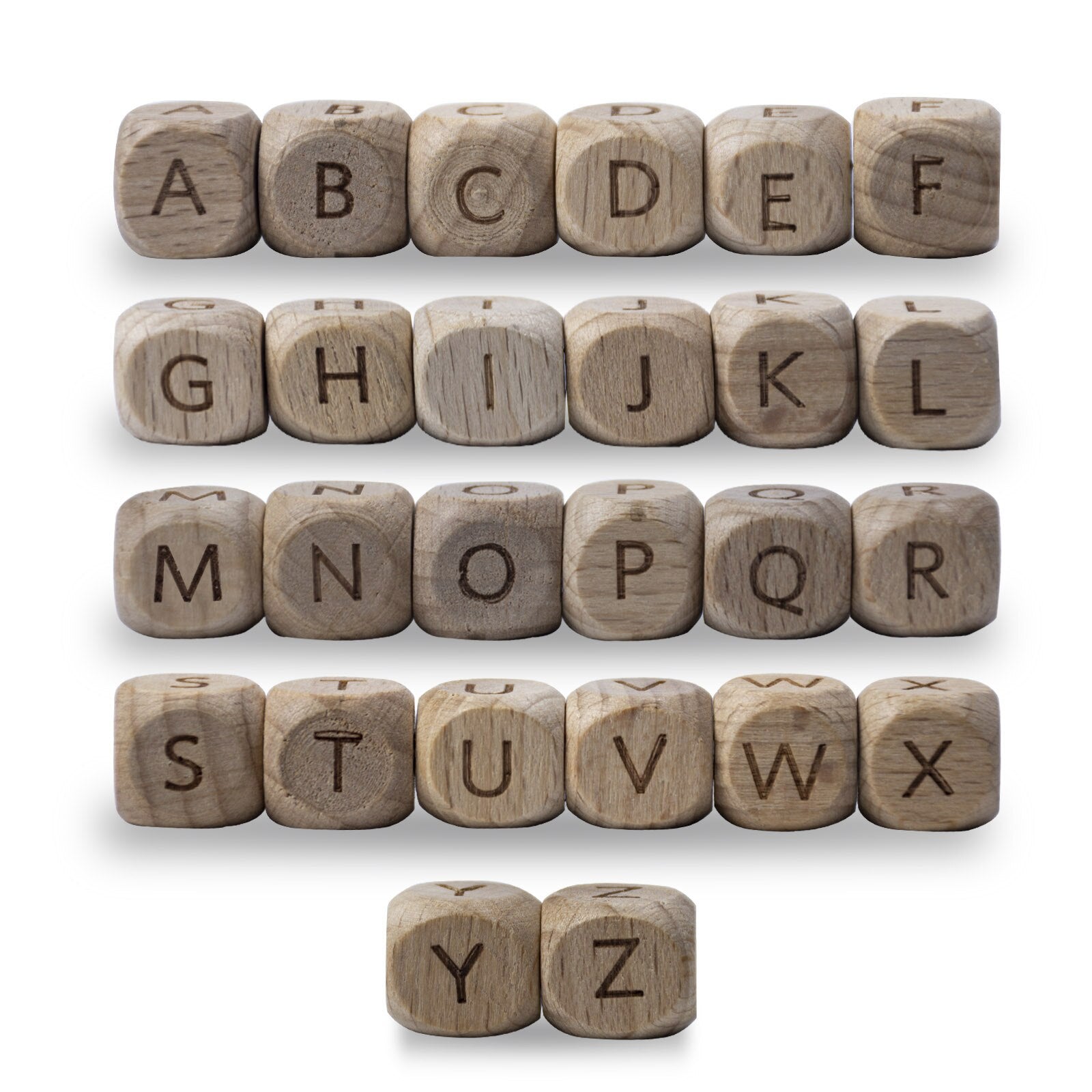 Wooden Alphabet Dice Beads (10 Pieces of the same letter) – Omega Roll