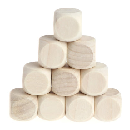 Blank Wooden Dice (10 Pieces / Set)