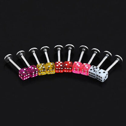 Dice Body Piercing - Flat Back Bars (20 units, mixed colours)