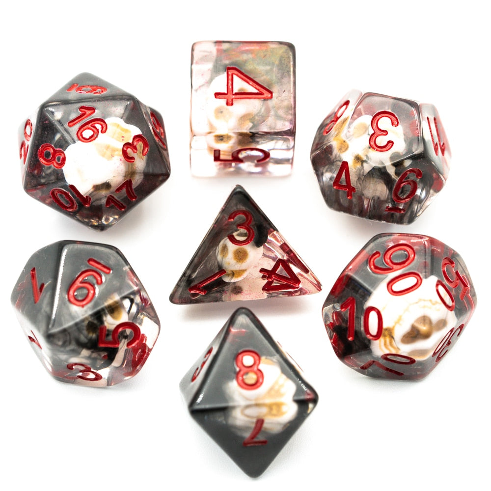 Embedded Skulls Dice Set - Omega Roll