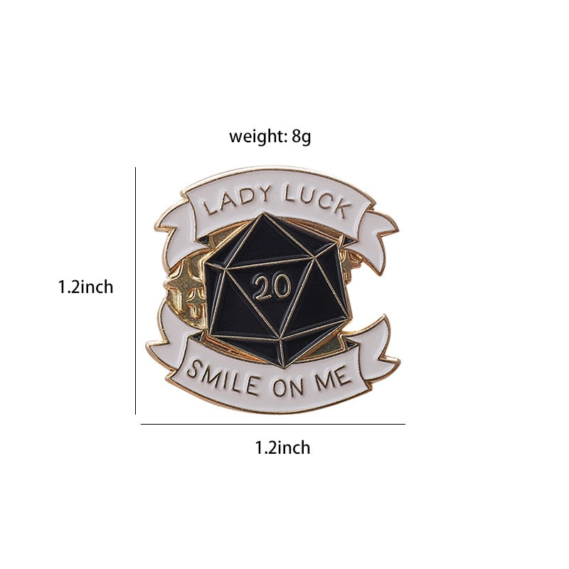 d20 Enamel Brooch - Omega Roll