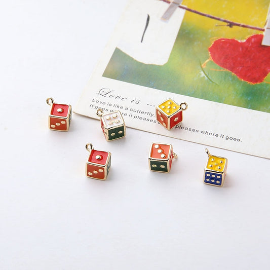 3D Dice Enamel Charms (10 per pack)